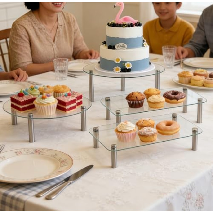 Tempered Glass Cake Stands Set - огляд і ціна Display Risers Set