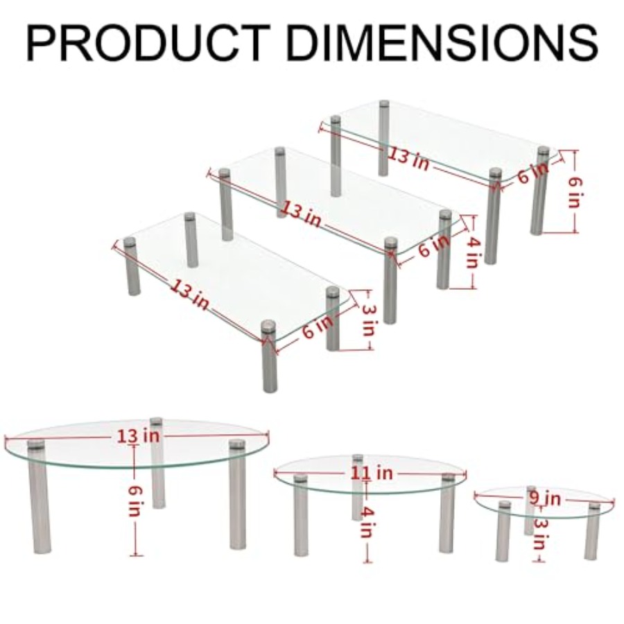 Tempered Glass Cake Stands Set - огляд і ціна Display Risers Set
