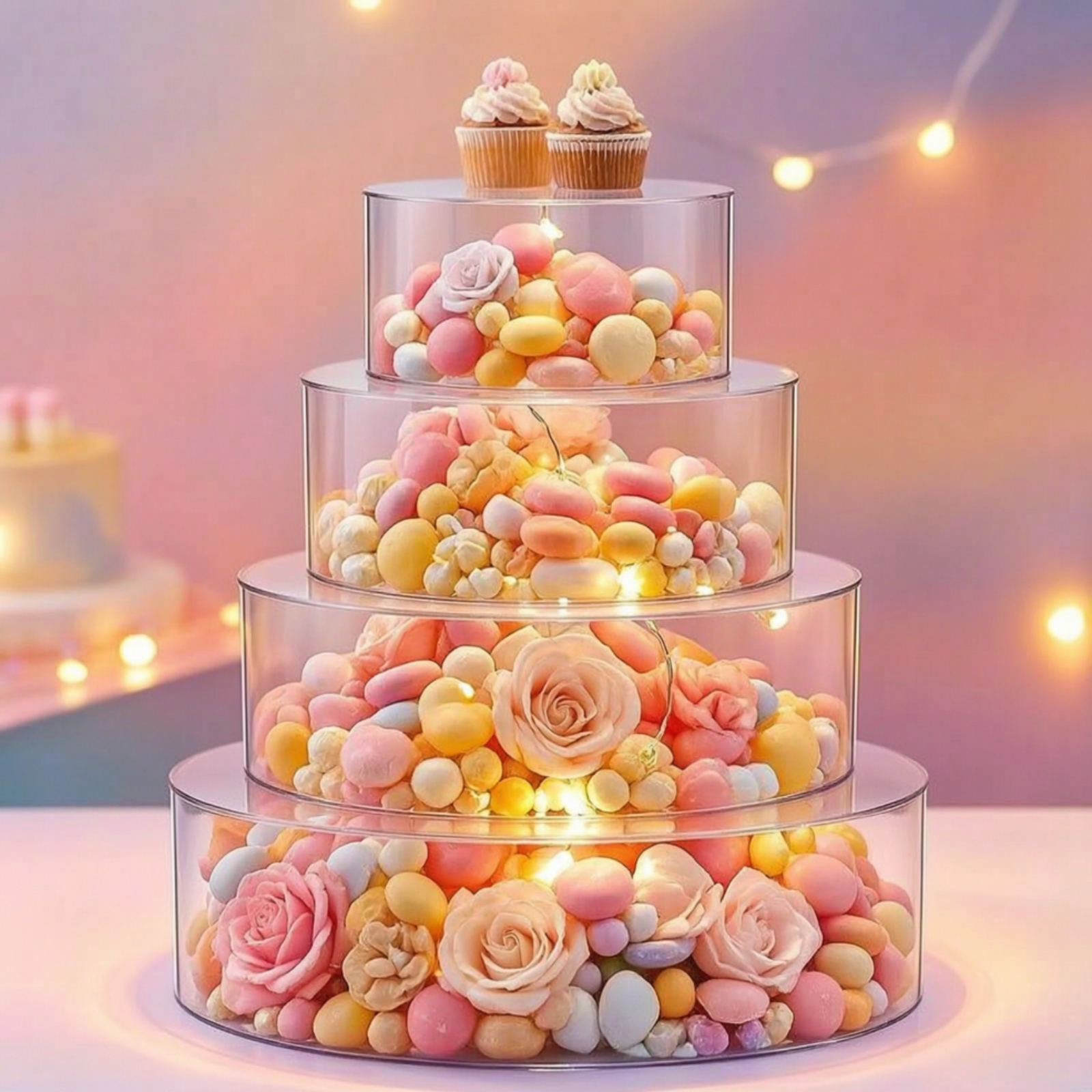 4 Pieces Cake Display Cylinder - огляд і ціна Display Risers Set